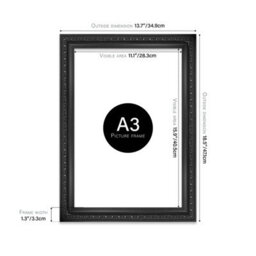 A3 Black Ornate Picture Frame (42 X 29.7Cm) Poster, Photo, Artwork, Gallery Wall Or Print - thumbnail 2