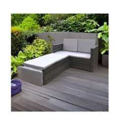 Evre 2 Seater Outdoor Rattan Garden Love Bed Furniture Set Grey With Weatherproof Cover - thumbnail 2