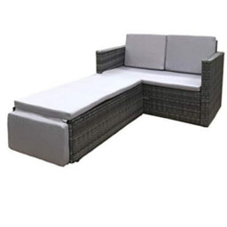 Evre 2 Seater Outdoor Rattan Garden Love Bed Furniture Set Grey With Weatherproof Cover - thumbnail 8