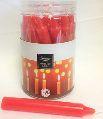 Decoris Red Mini Dinner Candles Tub Of 22 Christmas Candle 10Cm 1.4H Burn Time - image 1