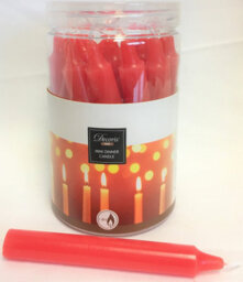 Decoris Red Mini Dinner Candles Tub Of 22 Christmas Candle 10Cm 1.4H Burn Time - thumbnail 1