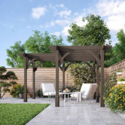 Rutland County Garden Furniture Corner Pergola - Wood - L420 X W420 Cm - Rustic Brown - thumbnail 3