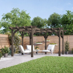 Rutland County Garden Furniture Corner Pergola - Wood - L420 X W420 Cm - Rustic Brown - thumbnail 2