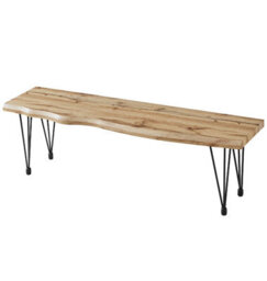 Hallowood Furniture Cullompton Bench (150Cm) With Live Edge Effect And Black Metal Legs - thumbnail 8