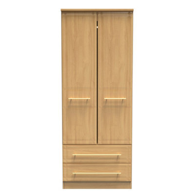 Norfolk 2 Door 2 Drawer Wardrobe With Shelf & Hanging Rail In Modern Oak (Ready Assembled) - image 1