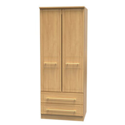 Norfolk 2 Door 2 Drawer Wardrobe With Shelf & Hanging Rail In Modern Oak (Ready Assembled) - thumbnail 3