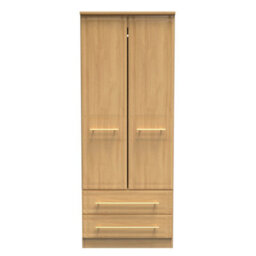 Norfolk 2 Door 2 Drawer Wardrobe With Shelf & Hanging Rail In Modern Oak (Ready Assembled) - thumbnail 1