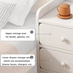 2 Drawers & 1 Shelf Small Storage Cabinet Unit Stand Cupboard Drawer Organiser Bedside Nightstand - thumbnail 2