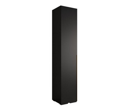 Arte Stylish Black Inova I Hinged Door Wardrobe W500mm H2370mm D470mm - Compact Storage With Gold Vertical Handle - image 1
