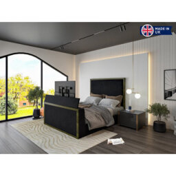 Madrid Upholstered Electric Media  Black Tv Bed Frame - thumbnail 7