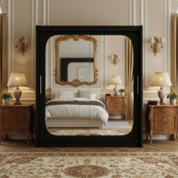 Bega Viii 180 Sliding Door Wardrobe Modern Black Design With Mirror Hanging Rail And Spacious Shelves - thumbnail 5