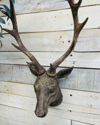 My Square Mile Wall Mounted Deer Stag Head, Brown Resin, 47H X 29W X 20D Cm, Reindeer Antler Design - thumbnail 3