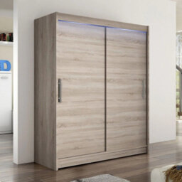 Galeria Modern Sliding Door Wardrobe 150Cm With Led Lighting In Truffle - thumbnail 2