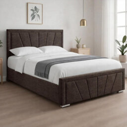 Naples Slate Upholstered Sunrise Single Bed Frame, Modern Luxury Floor-Standing Headboard & Footboard - thumbnail 2