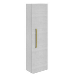 Plum&clay Emery Wall Hung Textured White Tall Bathroom Cabinet With Gold Bar Handle (H)120Cm (W)35Cm - thumbnail 1