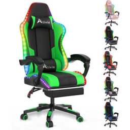 Alivio Wireless App Control Led Gaming Chair With Massage Lumbar Cushion (Green) - thumbnail 1
