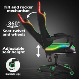 Alivio Wireless App Control Led Gaming Chair With Massage Lumbar Cushion (Green) - thumbnail 5