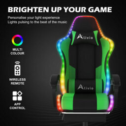 Alivio Wireless App Control Led Gaming Chair With Massage Lumbar Cushion (Green) - thumbnail 7