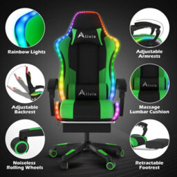 Alivio Wireless App Control Led Gaming Chair With Massage Lumbar Cushion (Green) - thumbnail 6