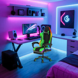 Alivio Wireless App Control Led Gaming Chair With Massage Lumbar Cushion (Green) - thumbnail 9