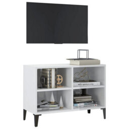Berkfield Tv Cabinet With Metal Legs High Gloss White 69.5X30X50 Cm - thumbnail 3