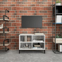 Berkfield Tv Cabinet With Metal Legs High Gloss White 69.5X30X50 Cm