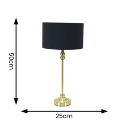 Valuelights Maggie Gold Metal Candlestick Slim Table Lamp With Black Fabric Drum Lamp Shade And Led Bulb - thumbnail 5