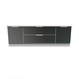 Dover Wide 2 Door 2 Drawer Tv Unit In Black & White Matt (Ready Assembled)