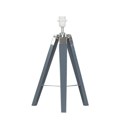 Valuelights Clipper Modern Grey Wood And Silver Chrome Tripod Table Lamp Base - image 1