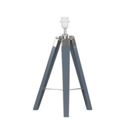Valuelights Clipper Modern Grey Wood And Silver Chrome Tripod Table Lamp Base - thumbnail 1
