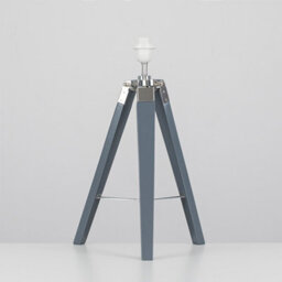 Valuelights Clipper Modern Grey Wood And Silver Chrome Tripod Table Lamp Base - thumbnail 4