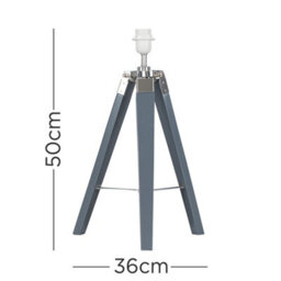 Valuelights Clipper Modern Grey Wood And Silver Chrome Tripod Table Lamp Base - thumbnail 6