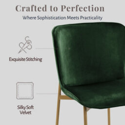 Evre Emerald Green Velvet Dining Chairs Set Of 2 With Bronze Colour Metal Frame Ideal For Kitchen, Living Room, Restaurant & Cafe. - thumbnail 3
