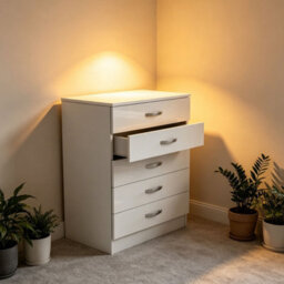 High Gloss Chest Of Drawers Tall Wide  5 Drawer Bedroom Furniture Cabinet - thumbnail 5