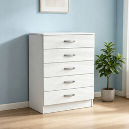 High Gloss Chest Of Drawers Tall Wide  5 Drawer Bedroom Furniture Cabinet - thumbnail 3