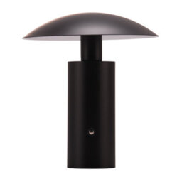Happy Homewares Designer Flat Cone Mushroom Rechargeable And Dimmable Table Lamp In Matte Black - thumbnail 2