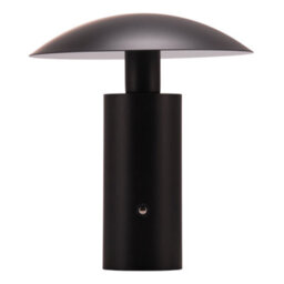 Happy Homewares Designer Flat Cone Mushroom Rechargeable And Dimmable Table Lamp In Matte Black - thumbnail 5