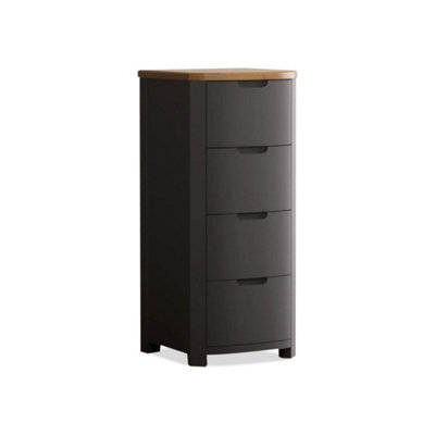 Furniture 48 Brahms Oak And Charcoal Painted 5 Drawer Tallboy