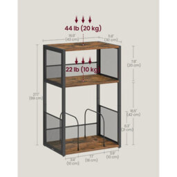 Songmics Turntable Stand With Storage, Record Player Table, Vinyl Album Organizer For Living Room, Bedroom, Rustic Brown - thumbnail 2
