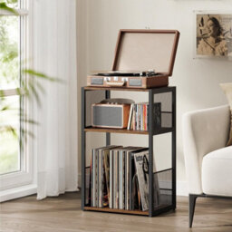 Turntable Stand With Storage, Record Player Table, Vinyl Album Organizer For Living Room, Bedroom, Rustic Brown