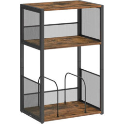 Songmics Turntable Stand With Storage, Record Player Table, Vinyl Album Organizer For Living Room, Bedroom, Rustic Brown - thumbnail 6