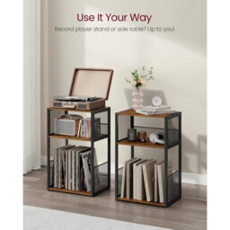 Songmics Turntable Stand With Storage, Record Player Table, Vinyl Album Organizer For Living Room, Bedroom, Rustic Brown - thumbnail 5