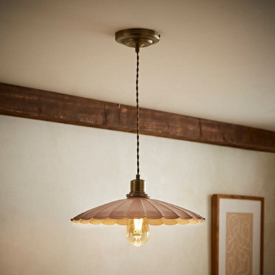 Valuelights Holborn Dusky Pink Scallop Pendant Ceiling Light - image 1