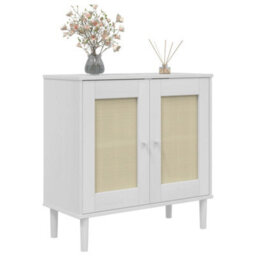 Berkfield Sideboard Senja Rattan Look White 80X35X80 Cm Solid Wood Pine - thumbnail 3