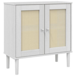 Berkfield Sideboard Senja Rattan Look White 80X35X80 Cm Solid Wood Pine - thumbnail 2