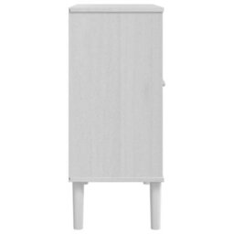 Berkfield Sideboard Senja Rattan Look White 80X35X80 Cm Solid Wood Pine - thumbnail 7