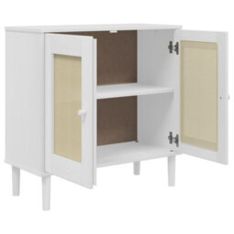 Berkfield Sideboard Senja Rattan Look White 80X35X80 Cm Solid Wood Pine - thumbnail 6