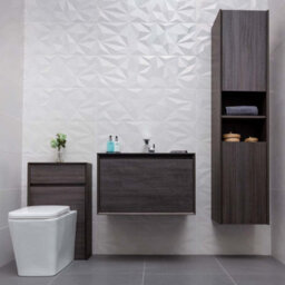 Plum&clay Matterhorn Dark Oak Wall Hung Bathroom Vanity Unit With Black Basin (W)750mm (H)450mm - thumbnail 2