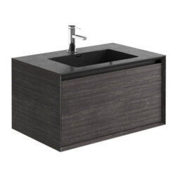 Plum&clay Matterhorn Dark Oak Wall Hung Bathroom Vanity Unit With Black Basin (W)750mm (H)450mm