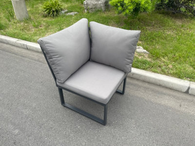 Fimous Aluminum Outdoor Garden Furniture Single Corner Sofa With Seat Cushion Dark Grey